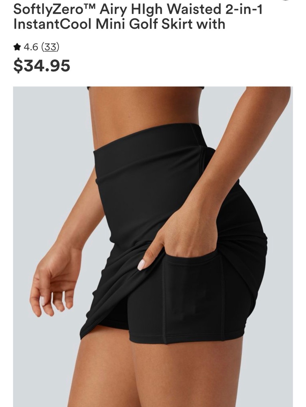 HALARA Black High-Rise 2-in-1 Athletic Skort